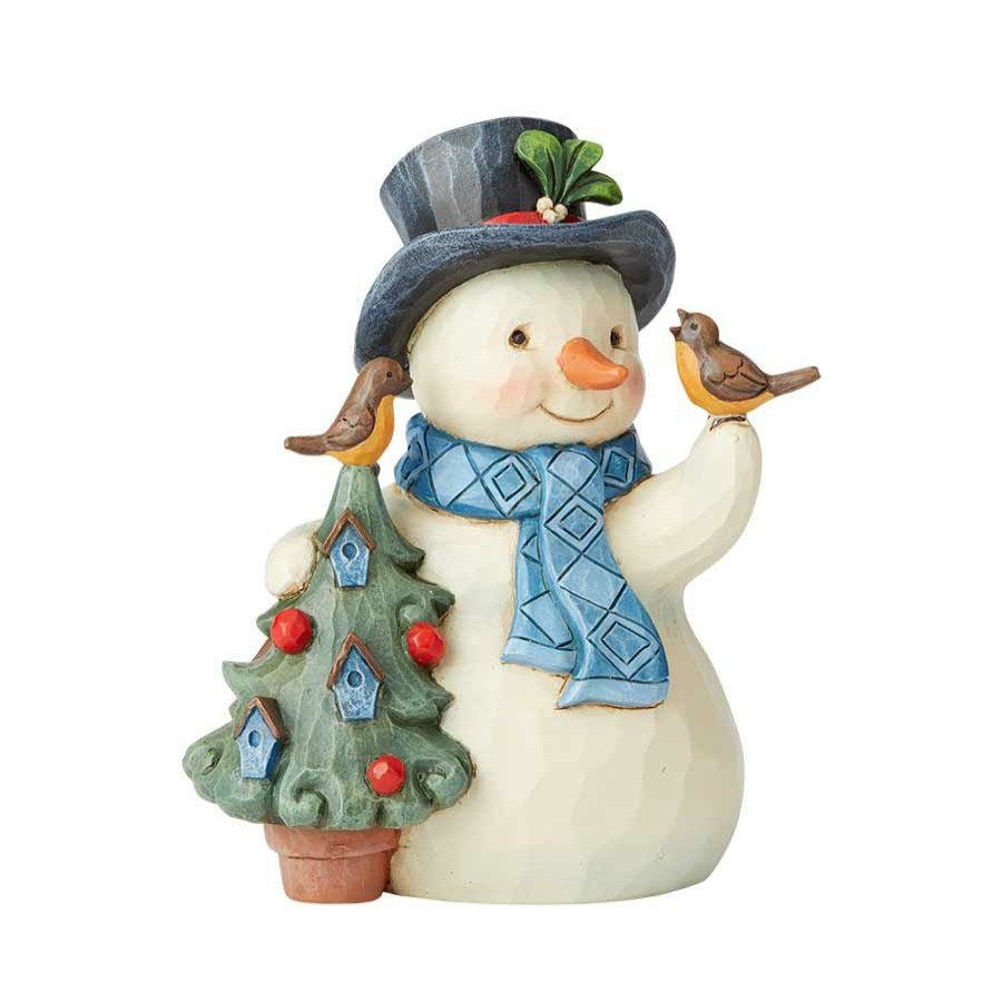 Decoration * | Discount Heartwood Creek Pint Snowman With Tree/Birds