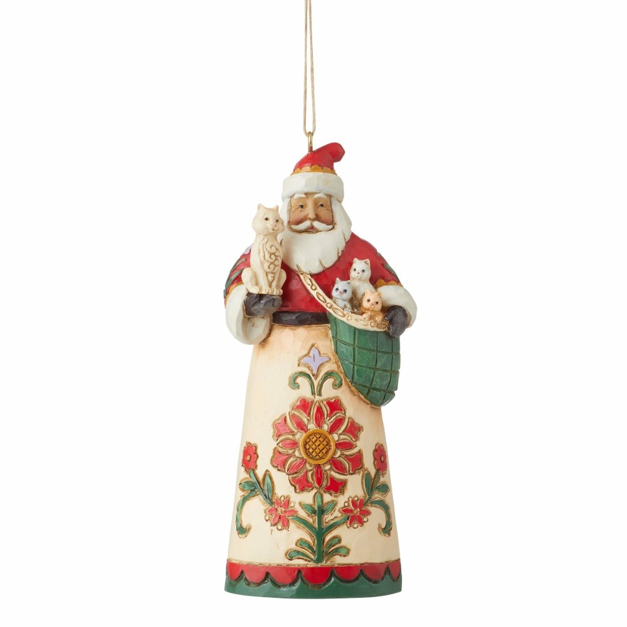 Ornaments * | New Heartwood Creek Santa Kittens Hanging Ornament