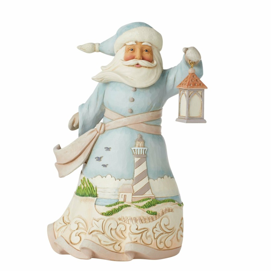 Decoration * | Shop Heartwood Creek Coastal Santa W/Lighthouse Sce