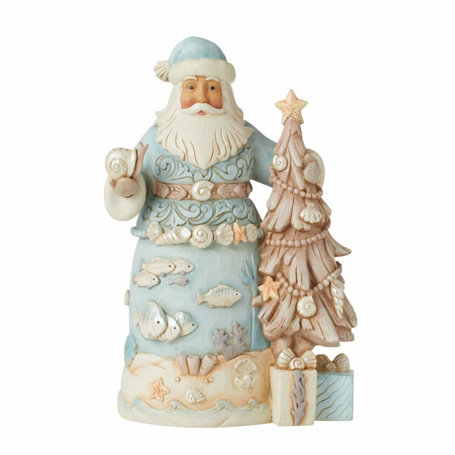 Decoration * | Discount Heartwood Creek Coastal Santa W/Driftwood Tree