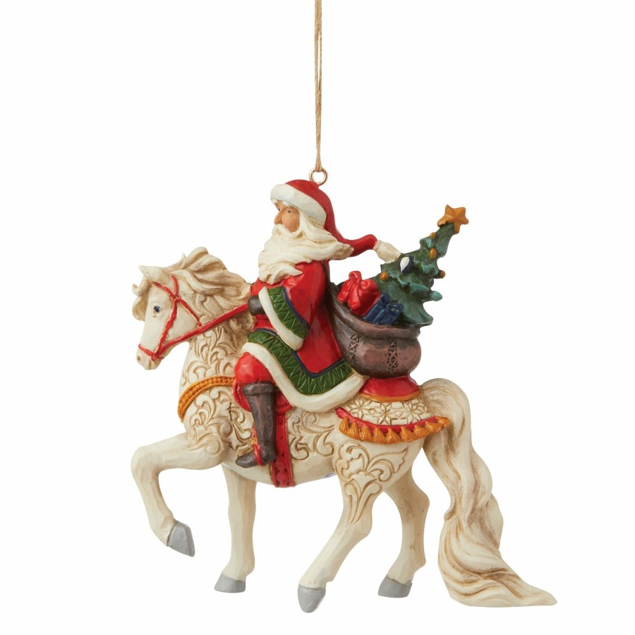 Ornaments * | Shop Heartwood Creek Santa Riding White Horse Orn