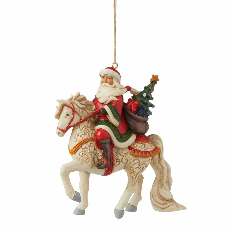 Ornaments * | Shop Heartwood Creek Santa Riding White Horse Orn