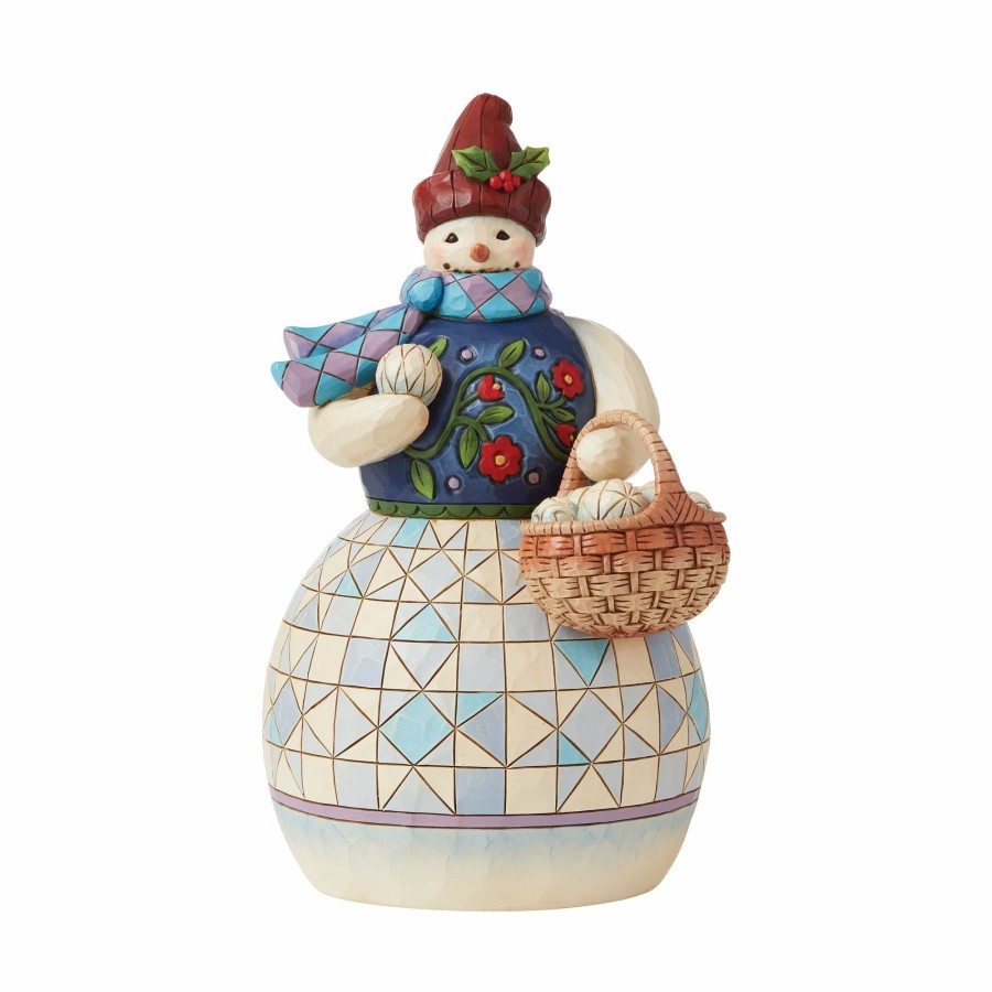 Decoration * | Discount Heartwood Creek Snowman/Basket Of Snowballs