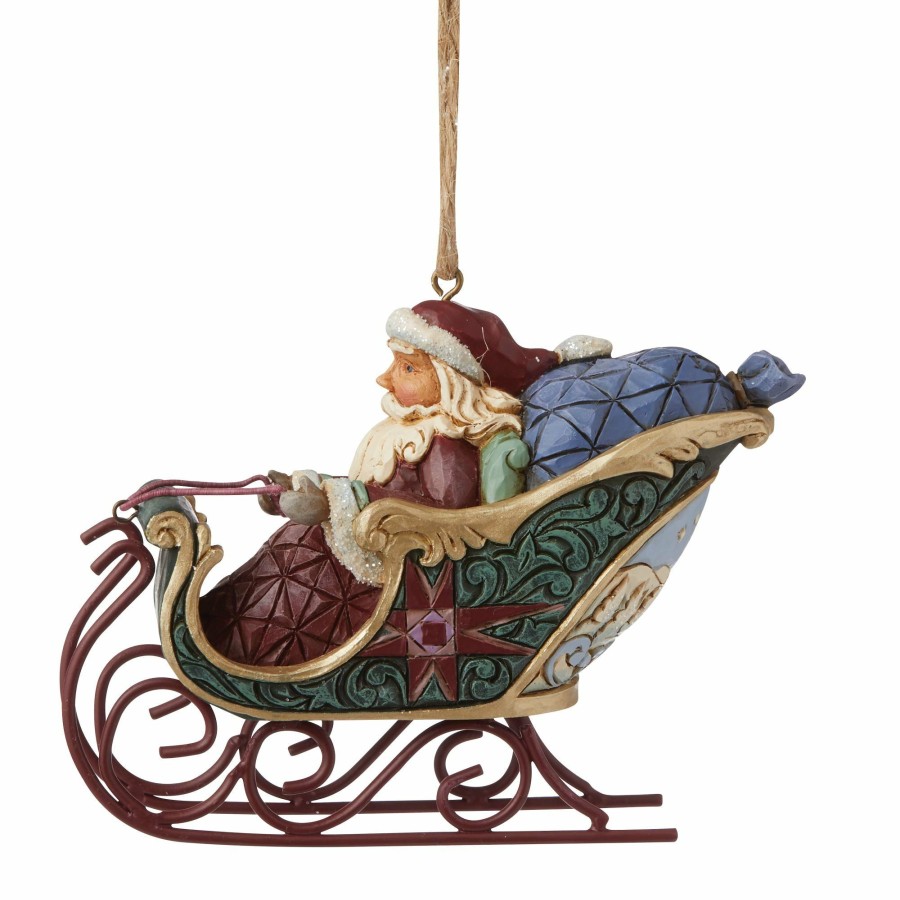 Decoration * | Outlet Heartwood Creek Santa In Sleigh Event Ornament