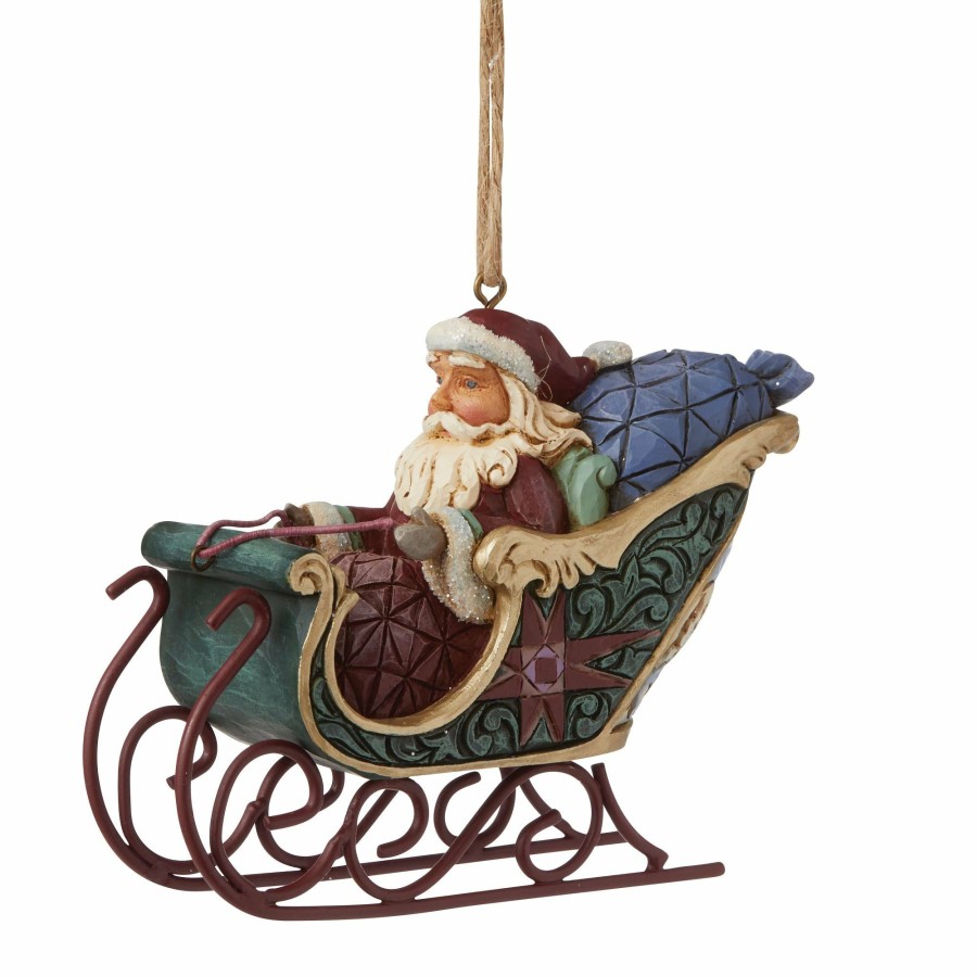 Decoration * | Outlet Heartwood Creek Santa In Sleigh Event Ornament