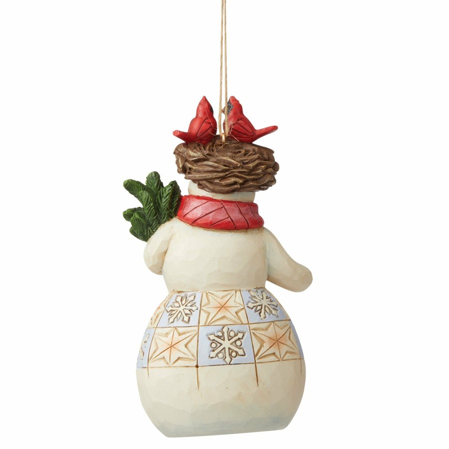 Decoration * | Shop Heartwood Creek Snowman With Cardinal Nest Orn