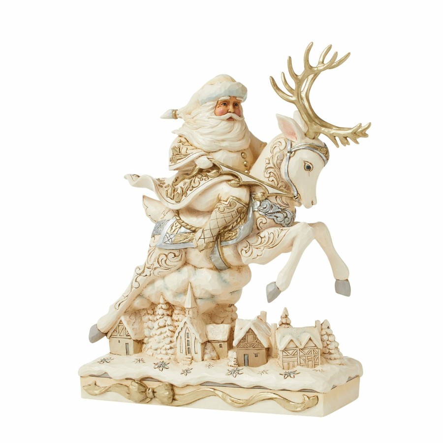 Decoration * | Shop Heartwood Creek Holiday Lustre Santa And Deer