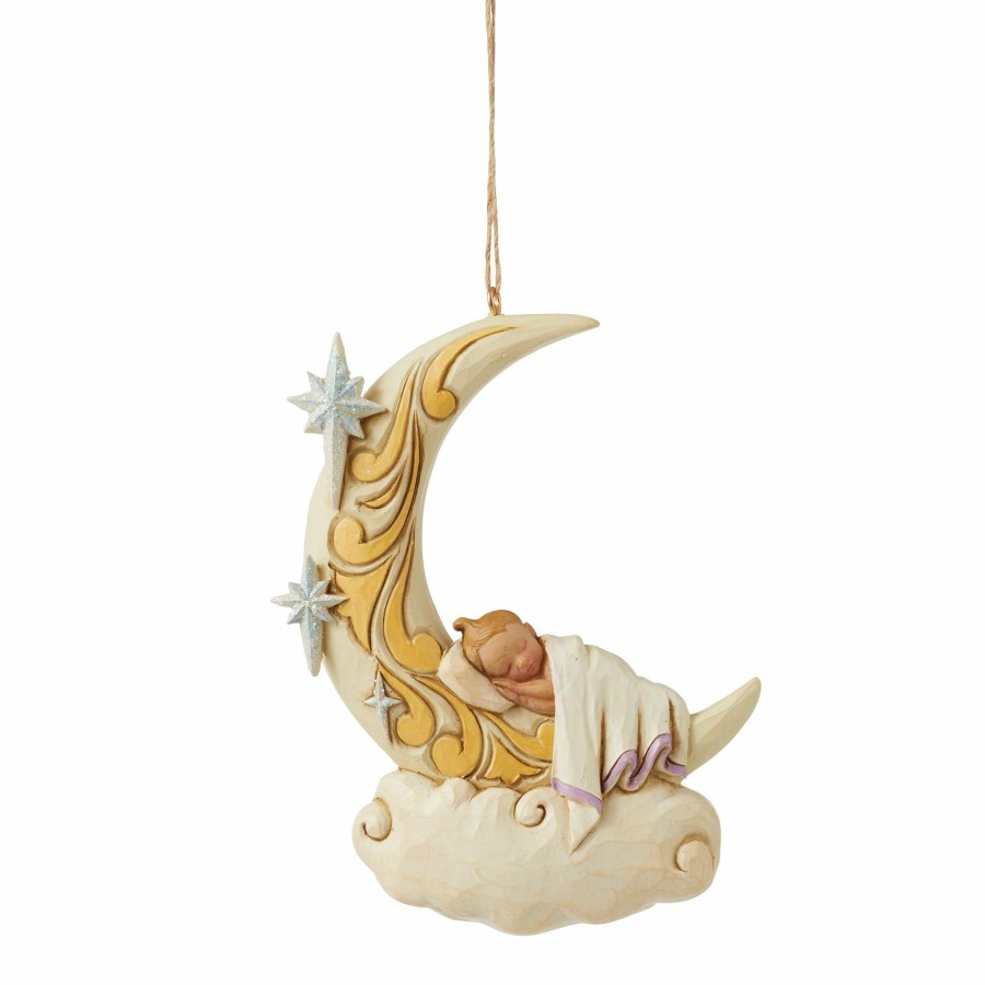 Ornaments * | Shop Heartwood Creek Baby Sleeping On Moon Ornament