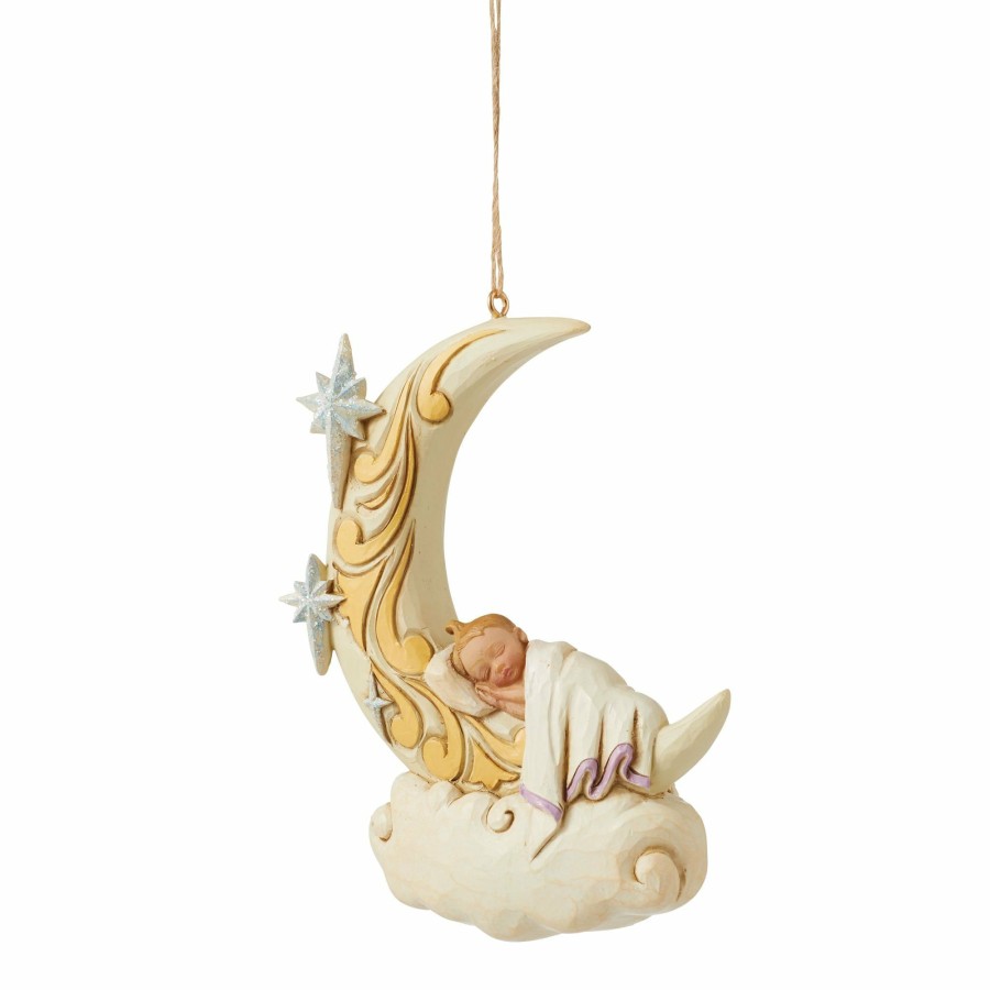 Ornaments * | Shop Heartwood Creek Baby Sleeping On Moon Ornament