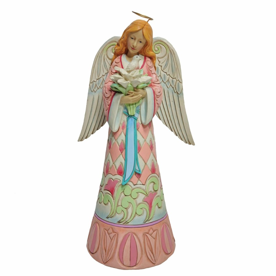 Gifts * | Outlet Heartwood Creek Easter Angel With Lilies/Dove