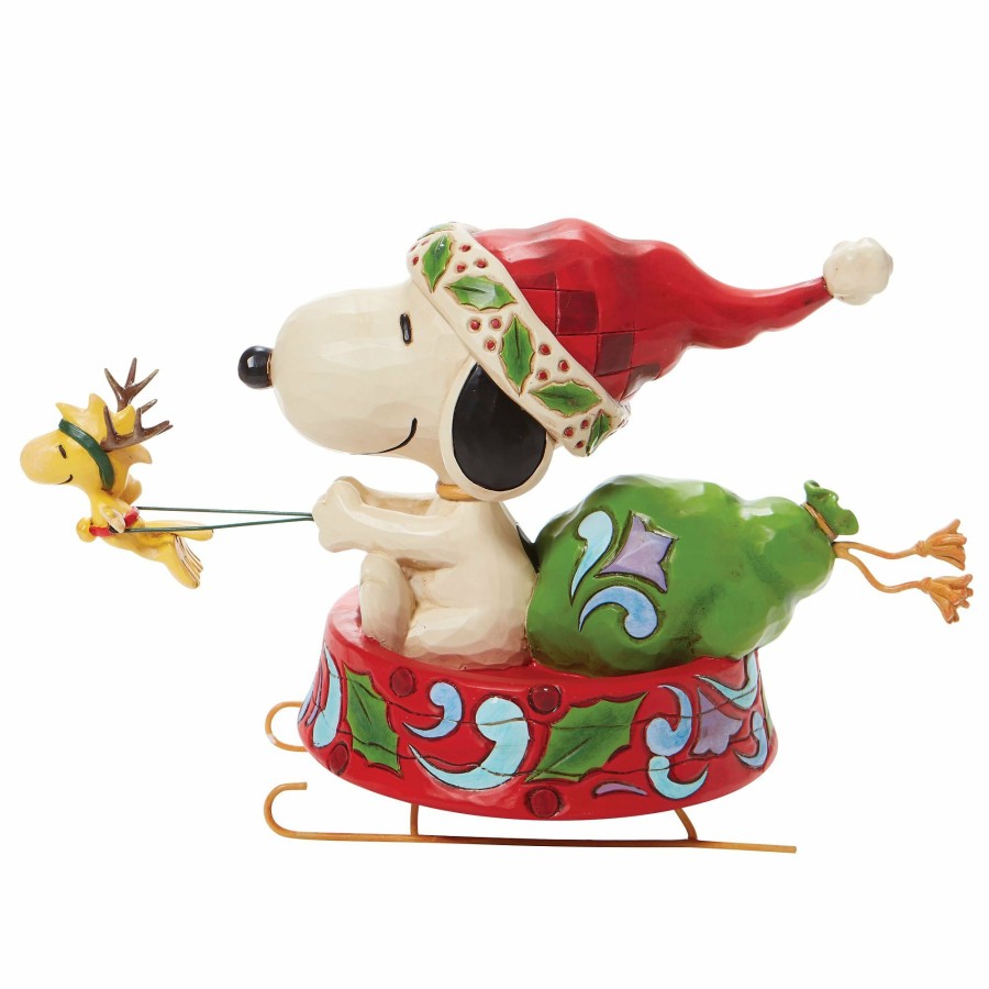 Decoration * | Shop Peanuts Santa Snoopy In Dog Bowl Sled