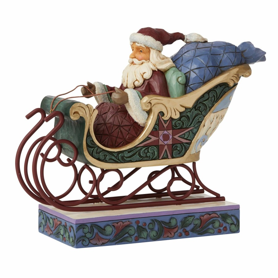 Decoration * | Discount Heartwood Creek Santa In Sleigh Worldwideevent