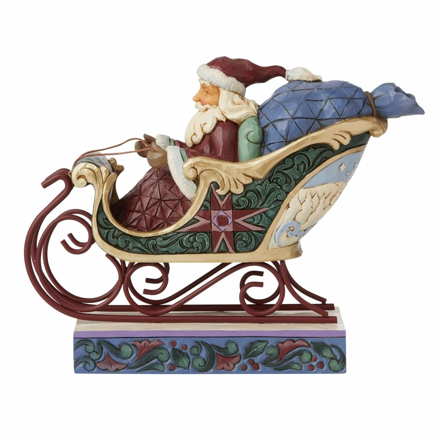 Decoration * | Discount Heartwood Creek Santa In Sleigh Worldwideevent