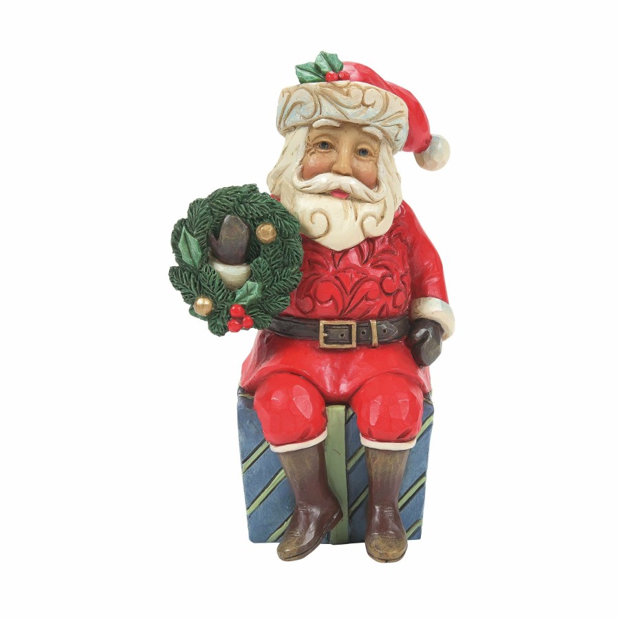 Decoration * | New Heartwood Creek Mini Santa Sitting On Gifts