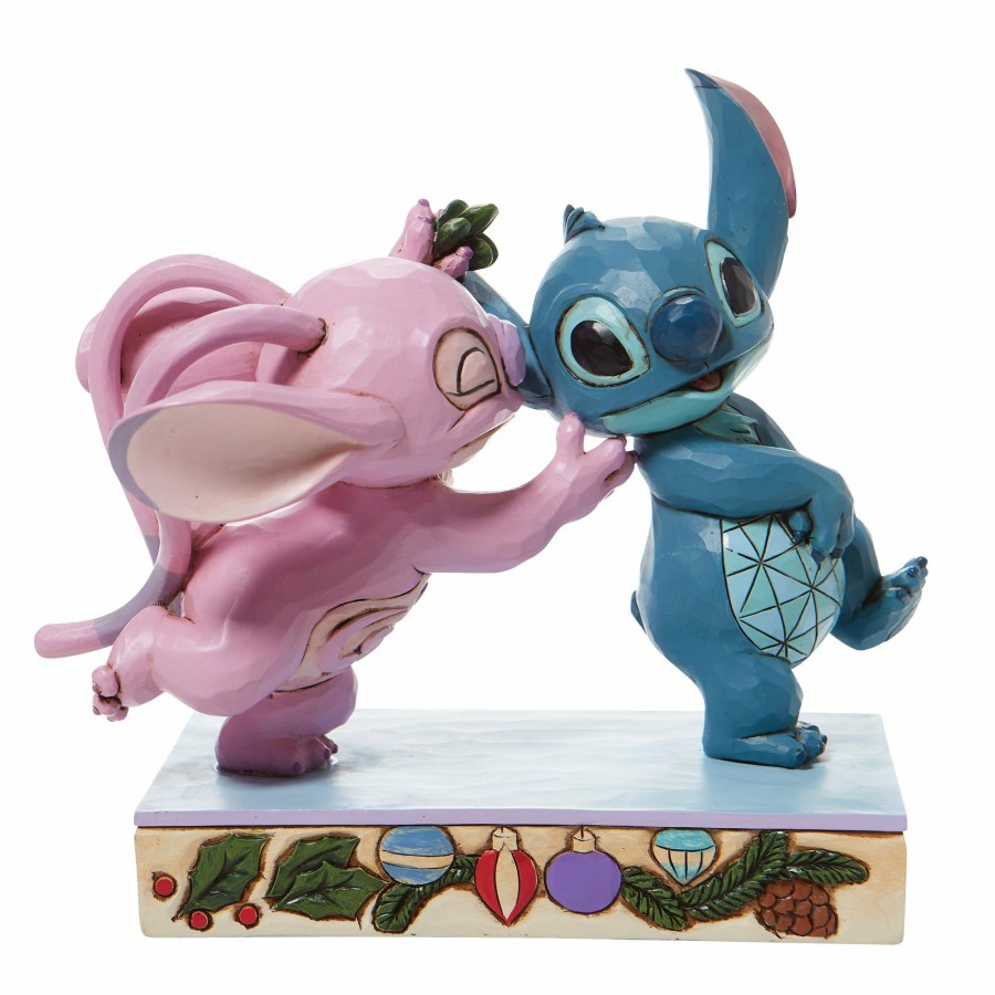 Gifts * | Discount Disney Traditions Angel And Stitch Mistletoe