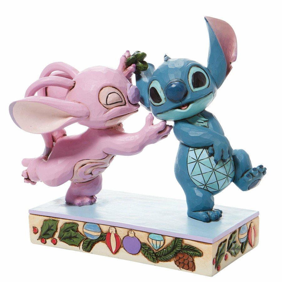 Gifts * | Discount Disney Traditions Angel And Stitch Mistletoe