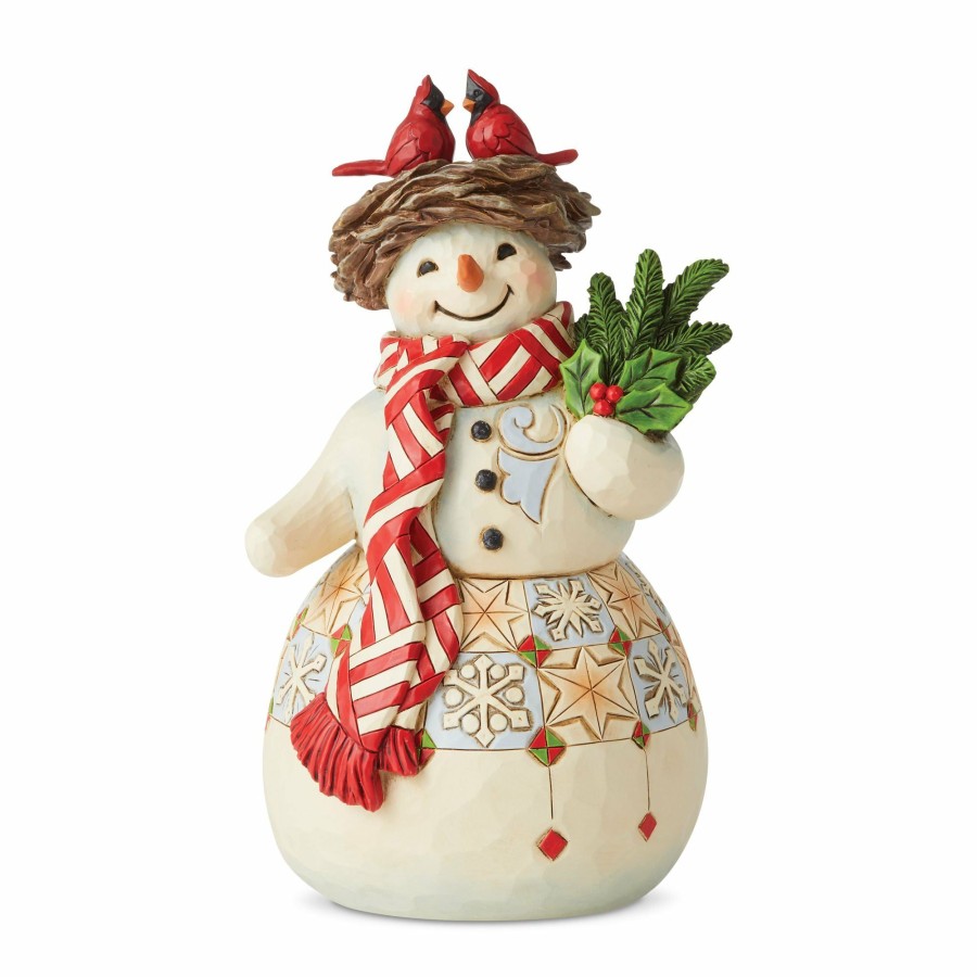 Decoration * | Outlet Heartwood Creek Snowman With Cardinal Nest