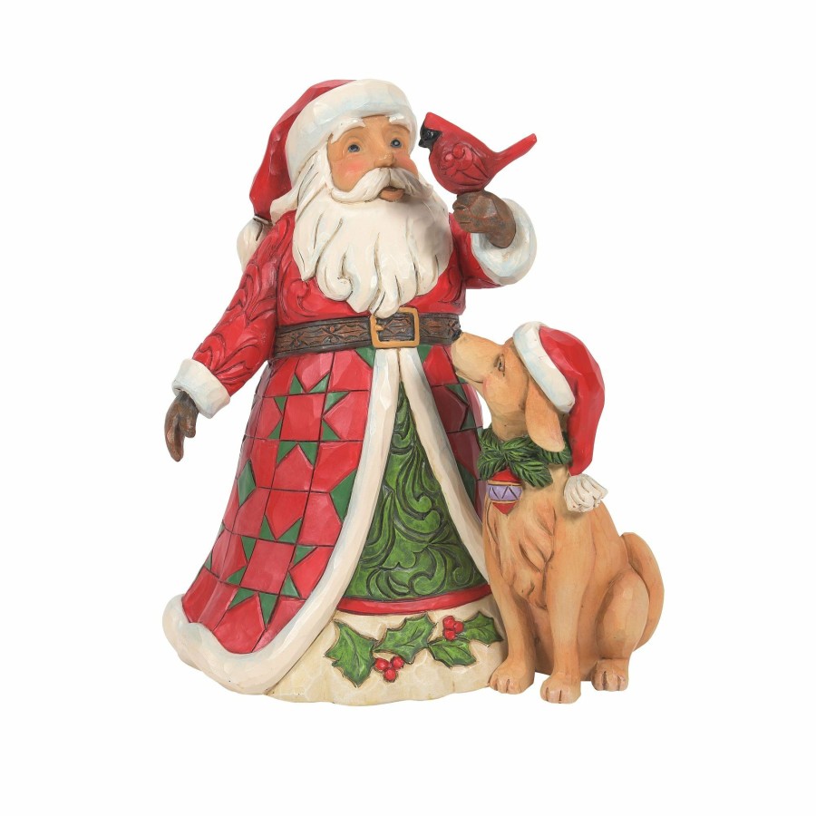 Decoration * | Shop Heartwood Creek Santa With Cardinal And Dog