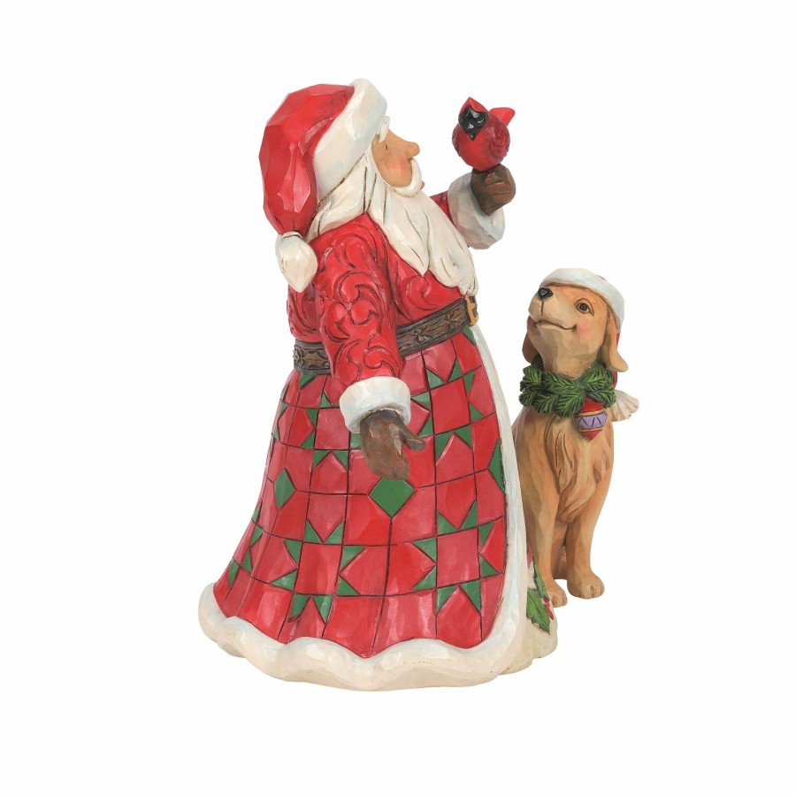 Decoration * | Shop Heartwood Creek Santa With Cardinal And Dog