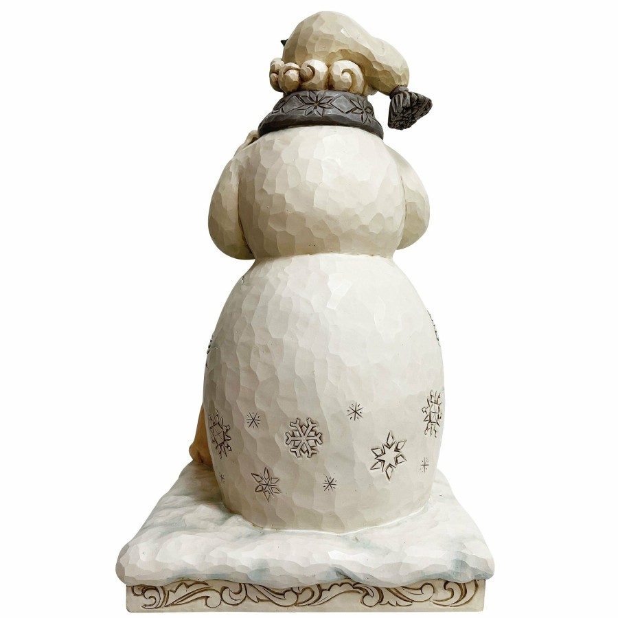 Decoration * | Shop Heartwood Creek White Woodland Snowman Statue