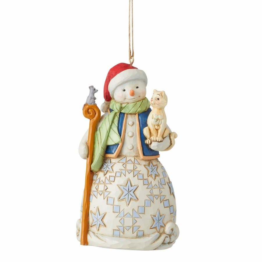 Ornaments * | Shop Heartwood Creek Snowman With Cat Ornament