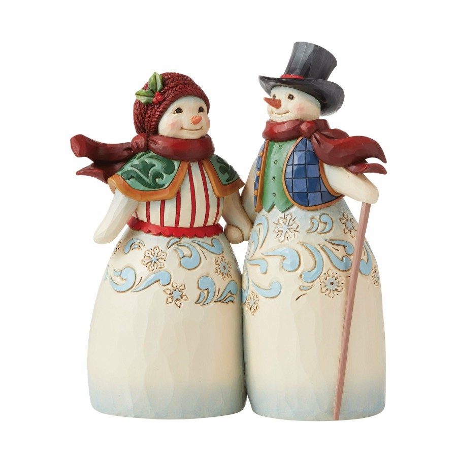 Decoration * | New Heartwood Creek Snowman Couple Holding Hands