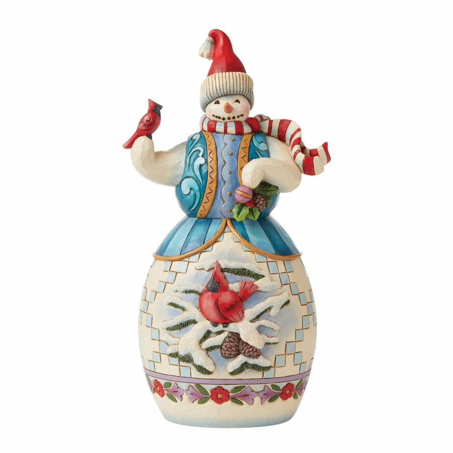 Decoration * | Discount Heartwood Creek Snowman With Cardinal