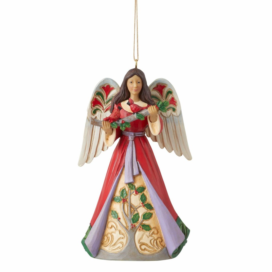 Gifts * | Shop Heartwood Creek Angel With Holly Ornament