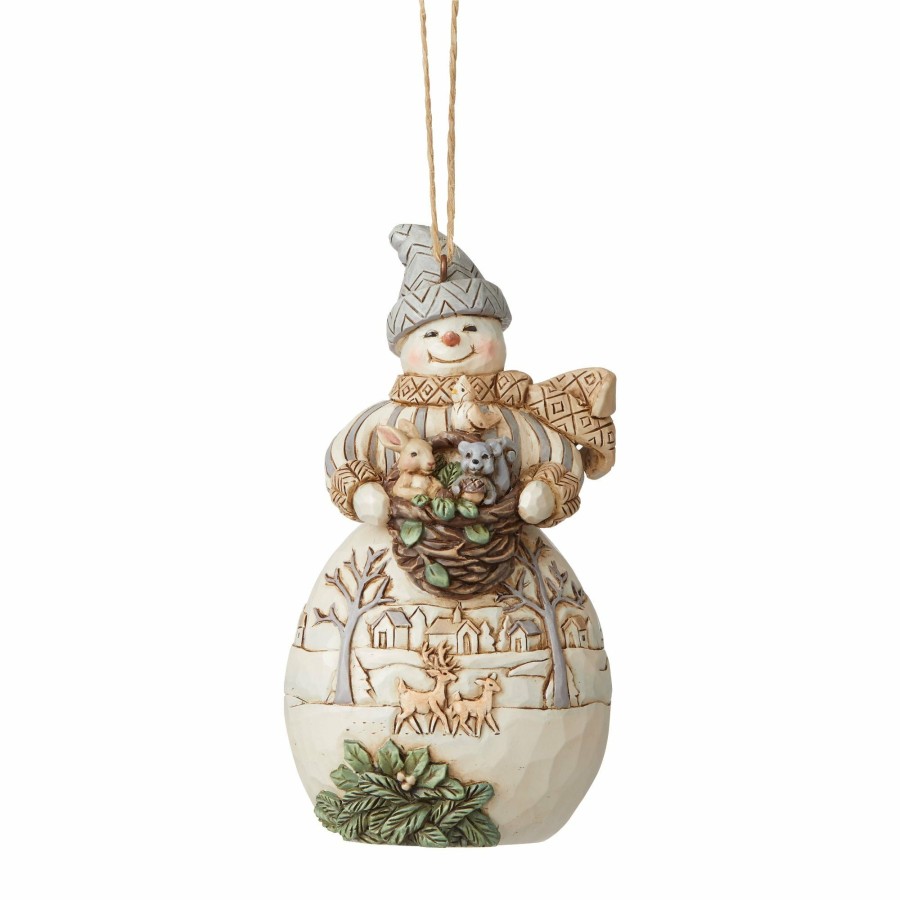 Decoration * | Shop Heartwood Creek Woodland Snowman/Basket Orn