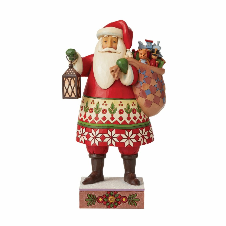 Decoration * | Shop Heartwood Creek Santa With Lantern And Toy Bag