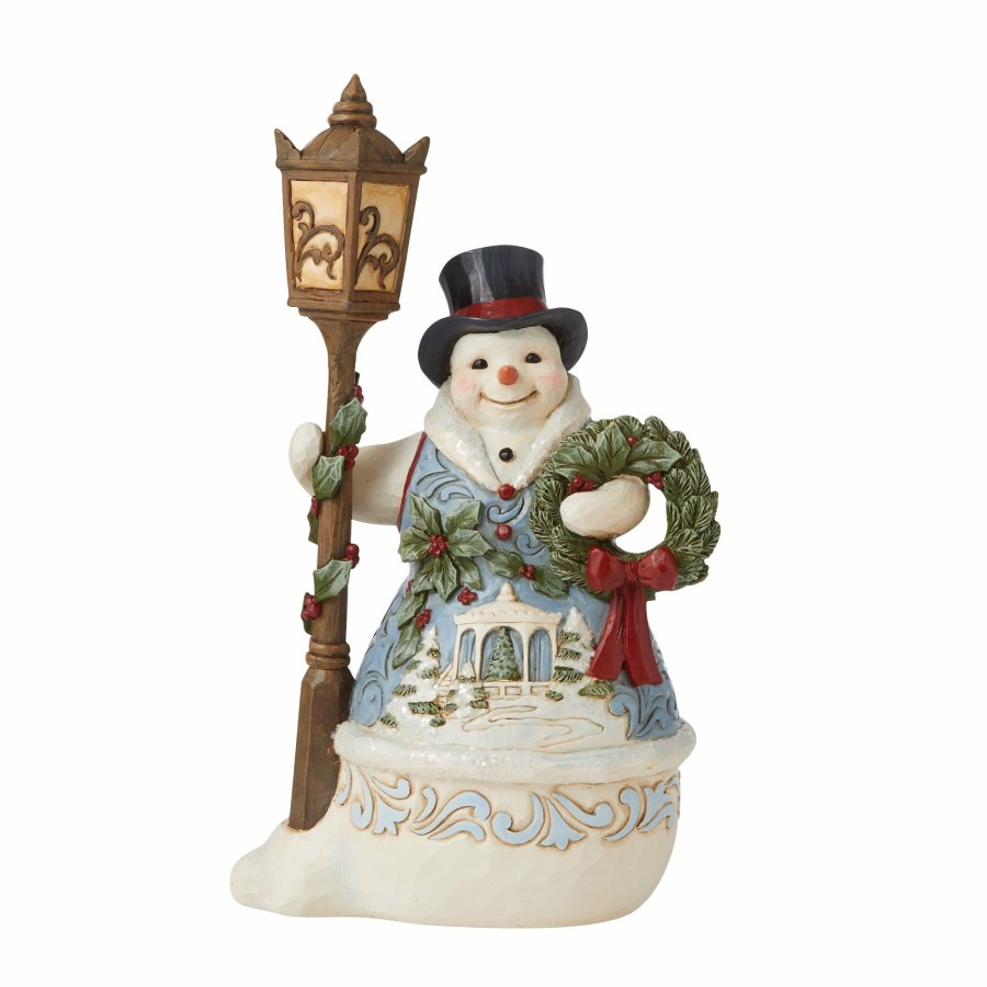 Decoration * | Shop Heartwood Creek Victorian Snowman At Lamppost