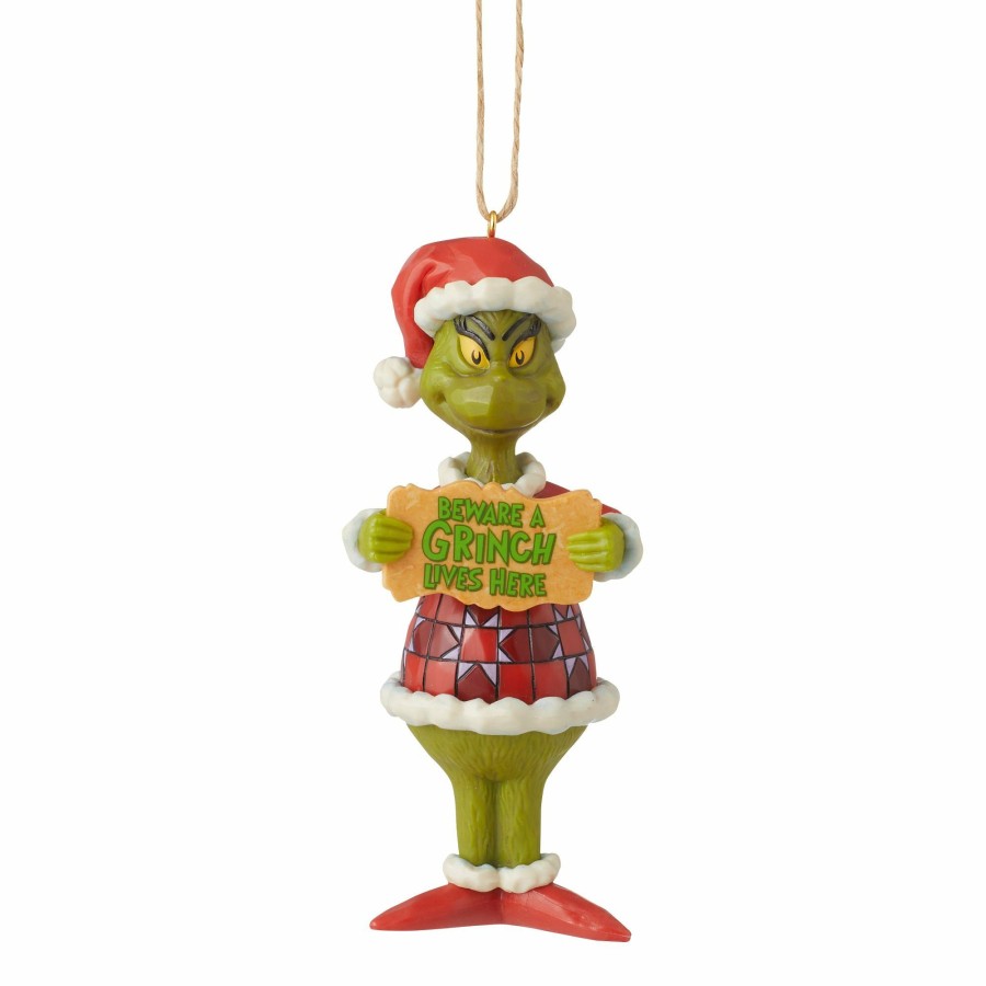 Ornaments * | Shop Grinch Beware A Grinch Pvc Orn