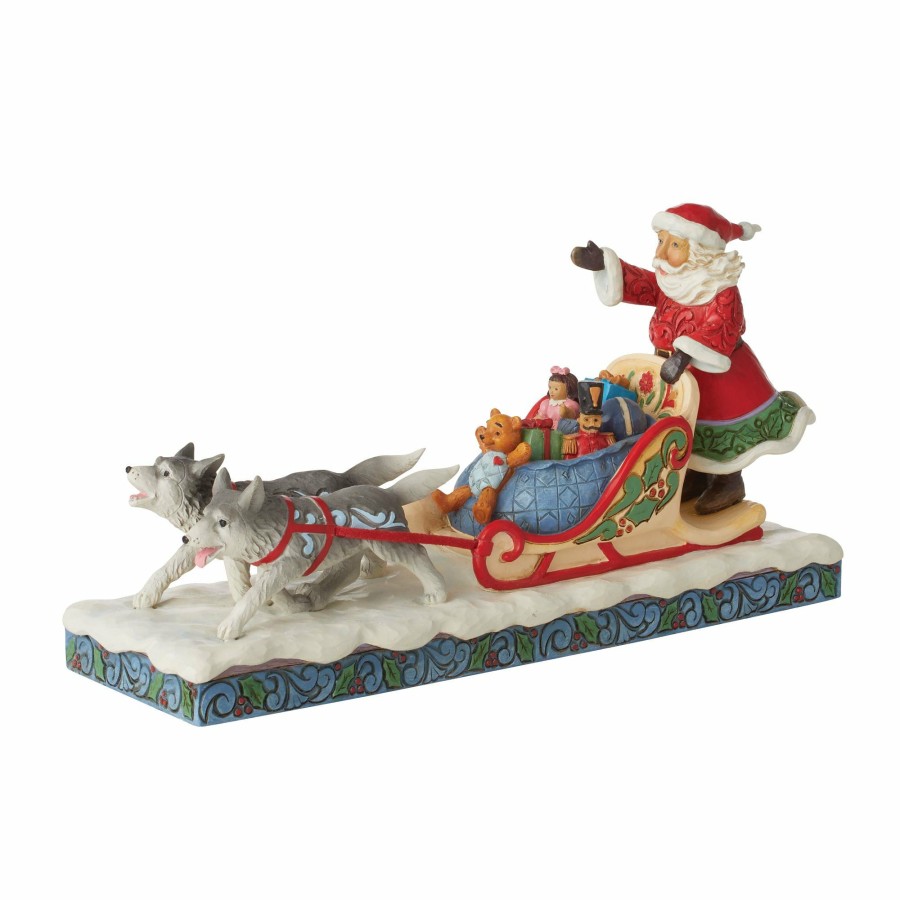 Decoration * | Shop Heartwood Creek Santa Dog Sledding