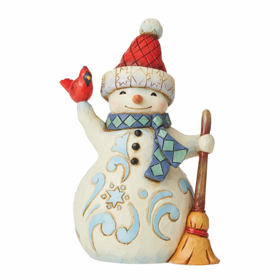 Decoration * | Discount Heartwood Creek Snowman Holding Cardinal Pt Sz