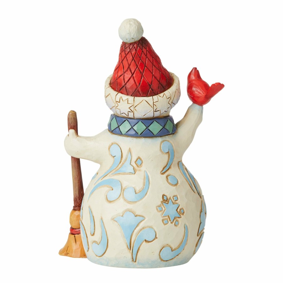 Decoration * | Discount Heartwood Creek Snowman Holding Cardinal Pt Sz