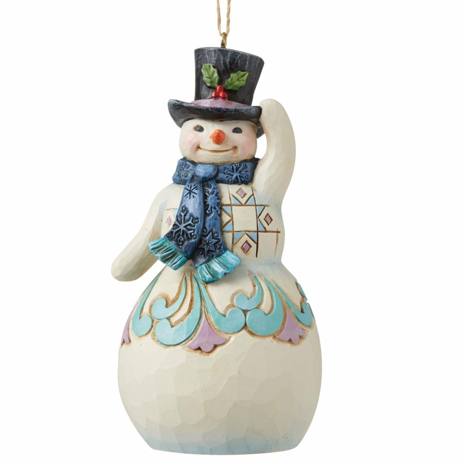 Decoration * | Shop Heartwood Creek Snowman With Top Hat Orn