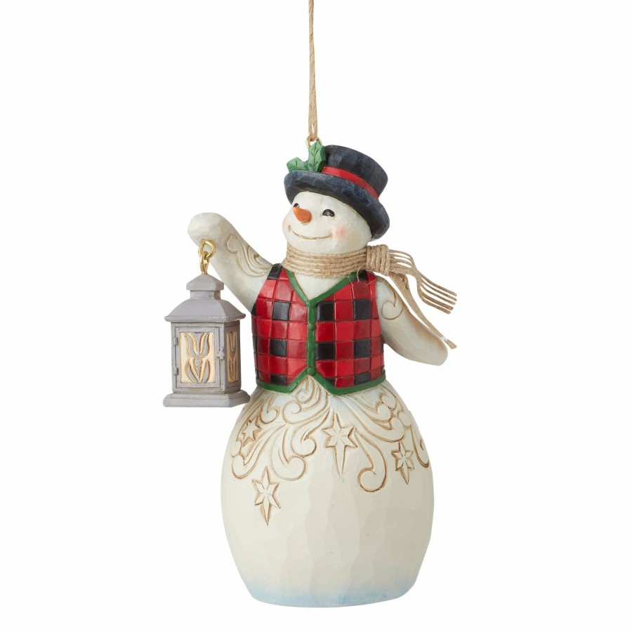 Ornaments * | Discount Country Living Snowman With Lantern Ornament