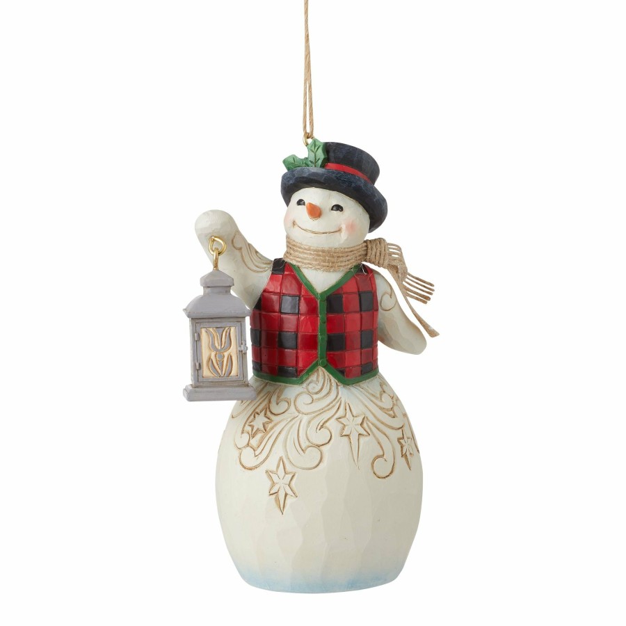 Ornaments * | Discount Country Living Snowman With Lantern Ornament