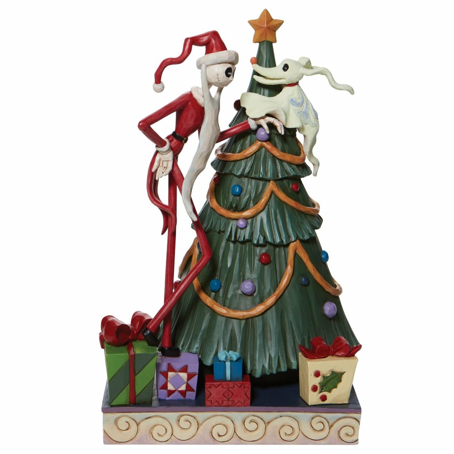 Decoration * | Limited Edition Disney Traditions Santa Jack And Zero With Tree