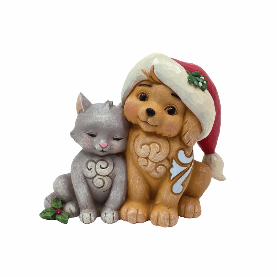 Gifts * | New Heartwood Creek Kitten & Puppy With Santa Hat