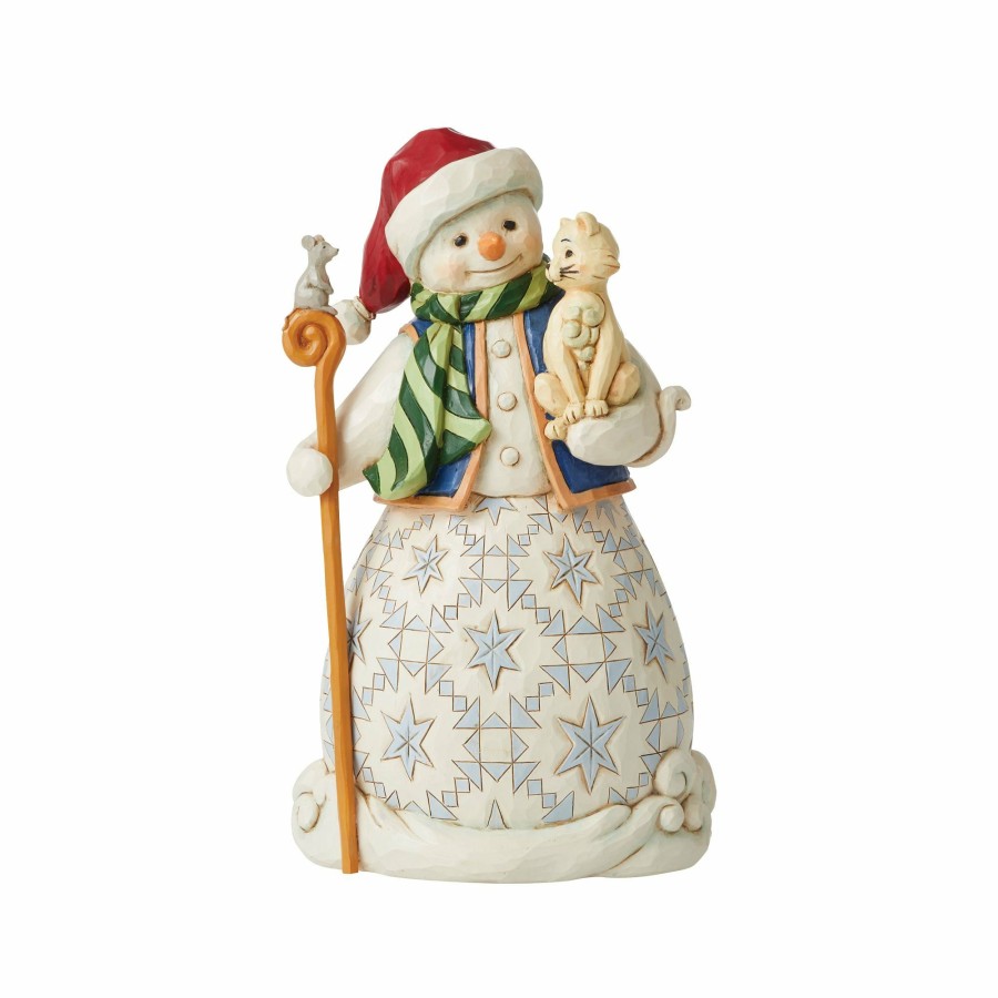 Decoration * | Shop Heartwood Creek Snowman With Cat