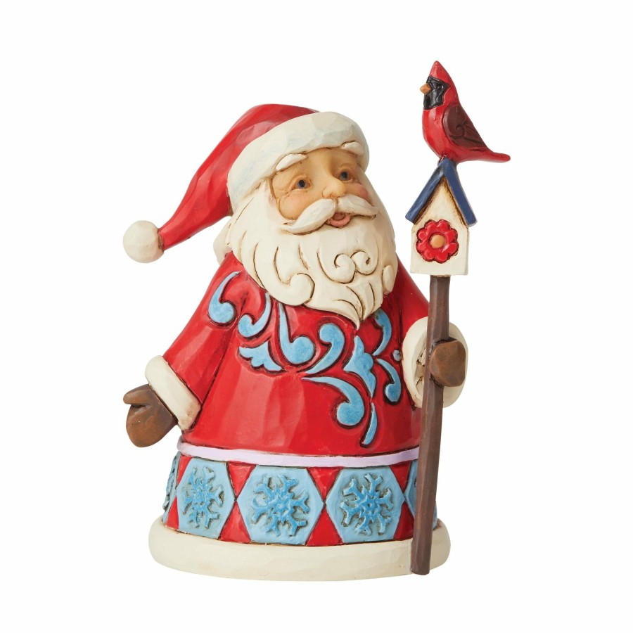 Decoration * | Shop Heartwood Creek Santa/Cardinal & Birdhouse Min