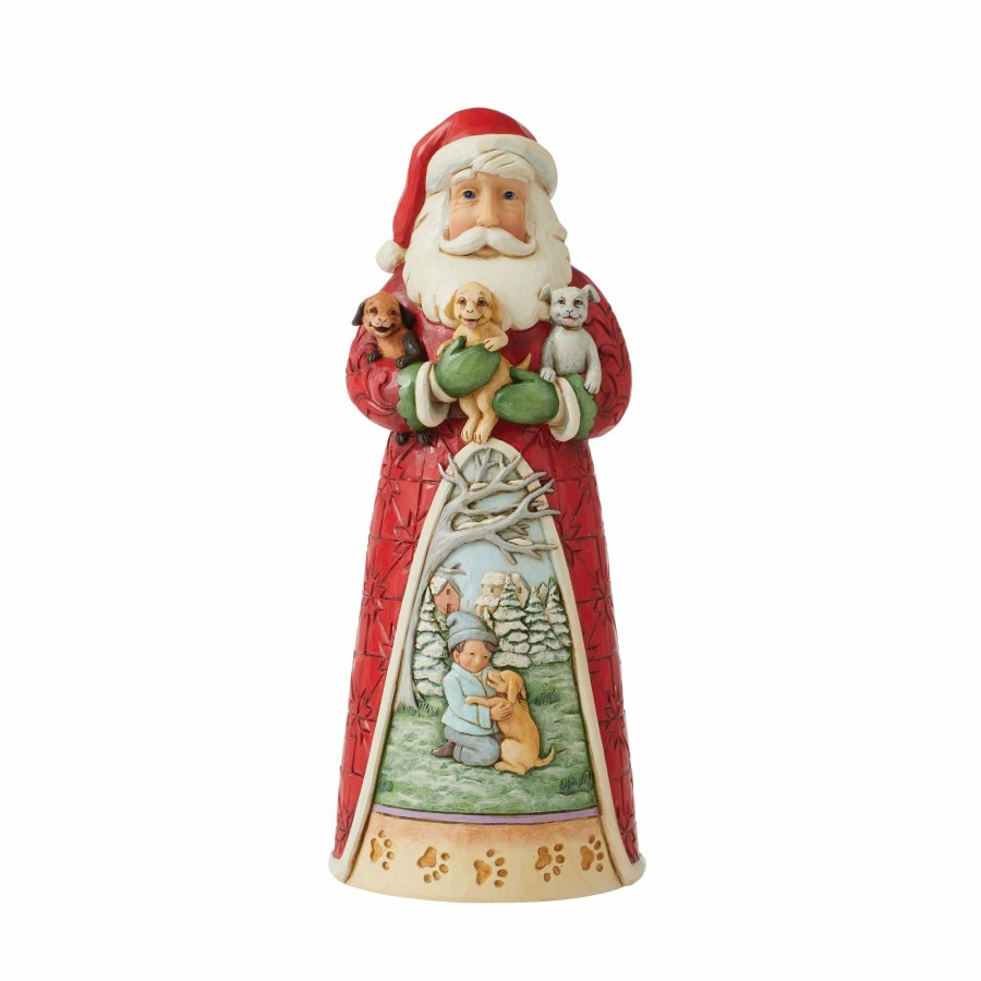 Decoration * | Shop Heartwood Creek Santa With Puppies