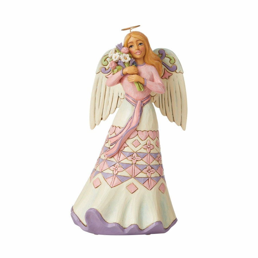 Gifts * | Discount Heartwood Creek Angel Holding Flowers