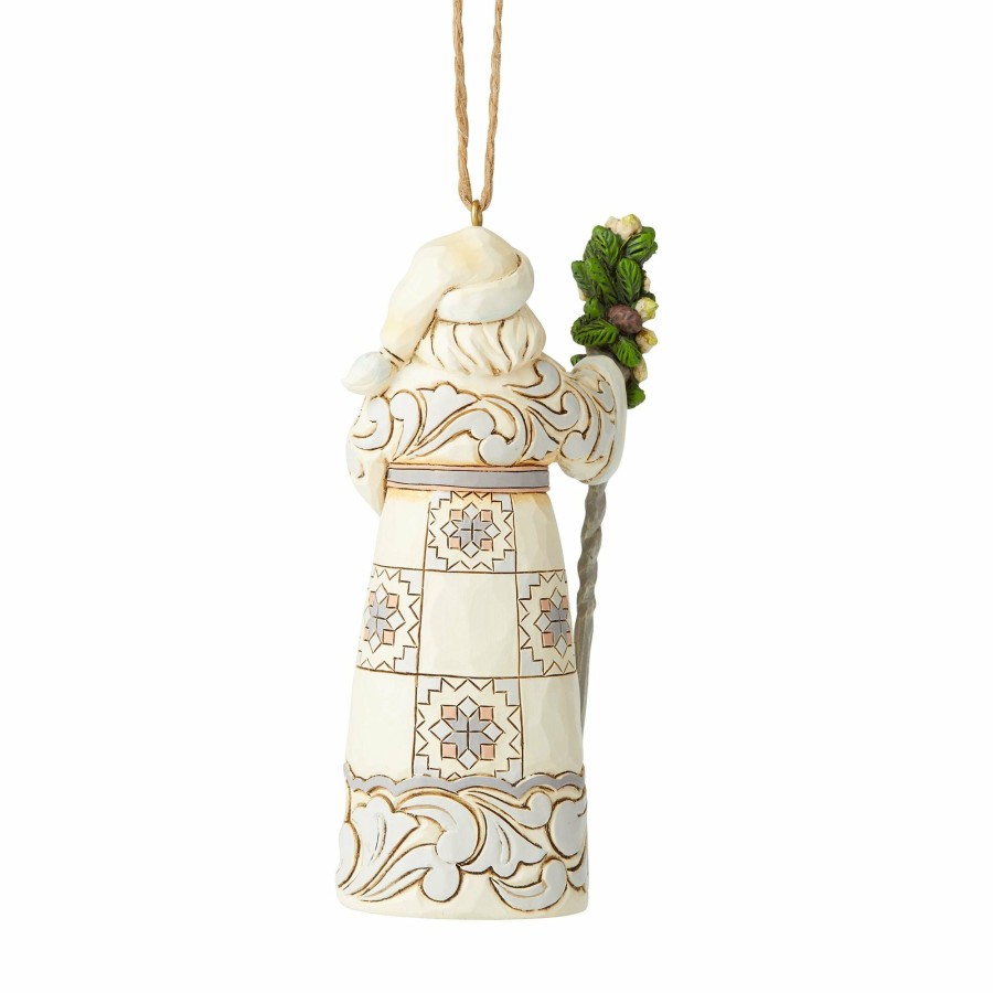 Gifts * | Discount Heartwood Creek White Woodland Santa/Caneorn