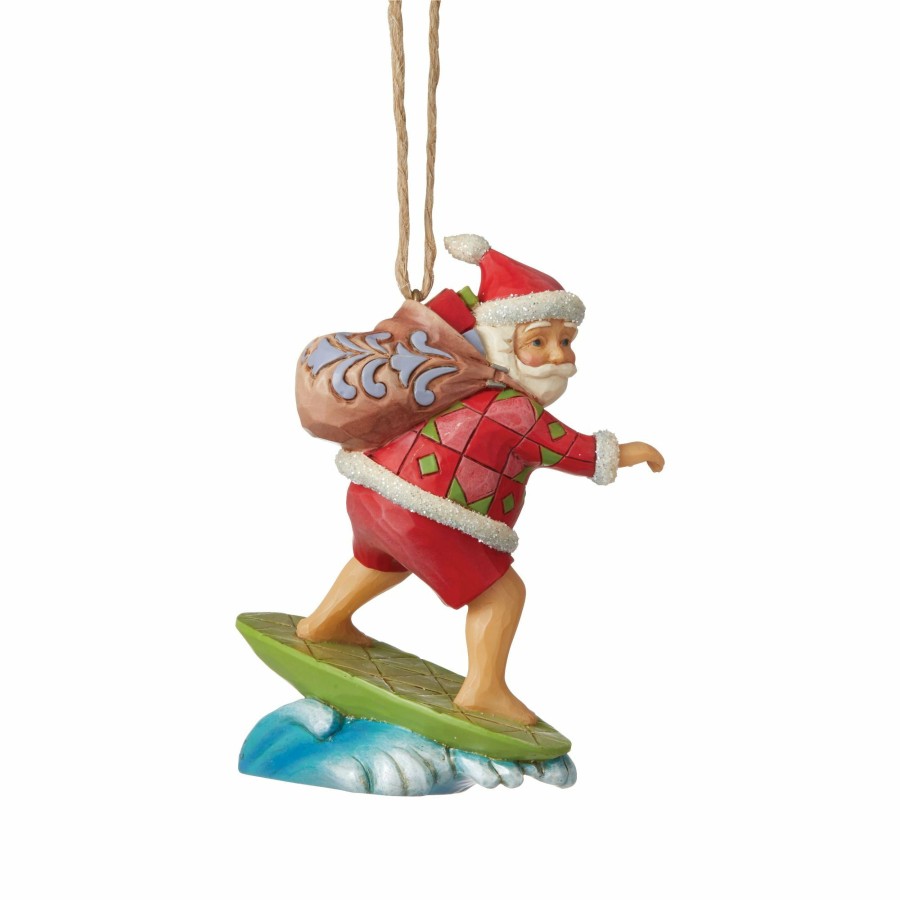 Decoration * | Shop Heartwood Creek Santa Surfing Ornament