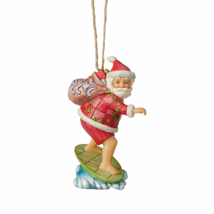 Decoration * | Shop Heartwood Creek Santa Surfing Ornament