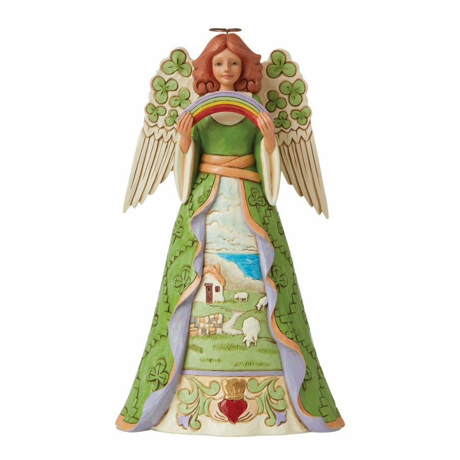 Gifts * | Discount Heartwood Creek Irish Angel With Shamrock Wing