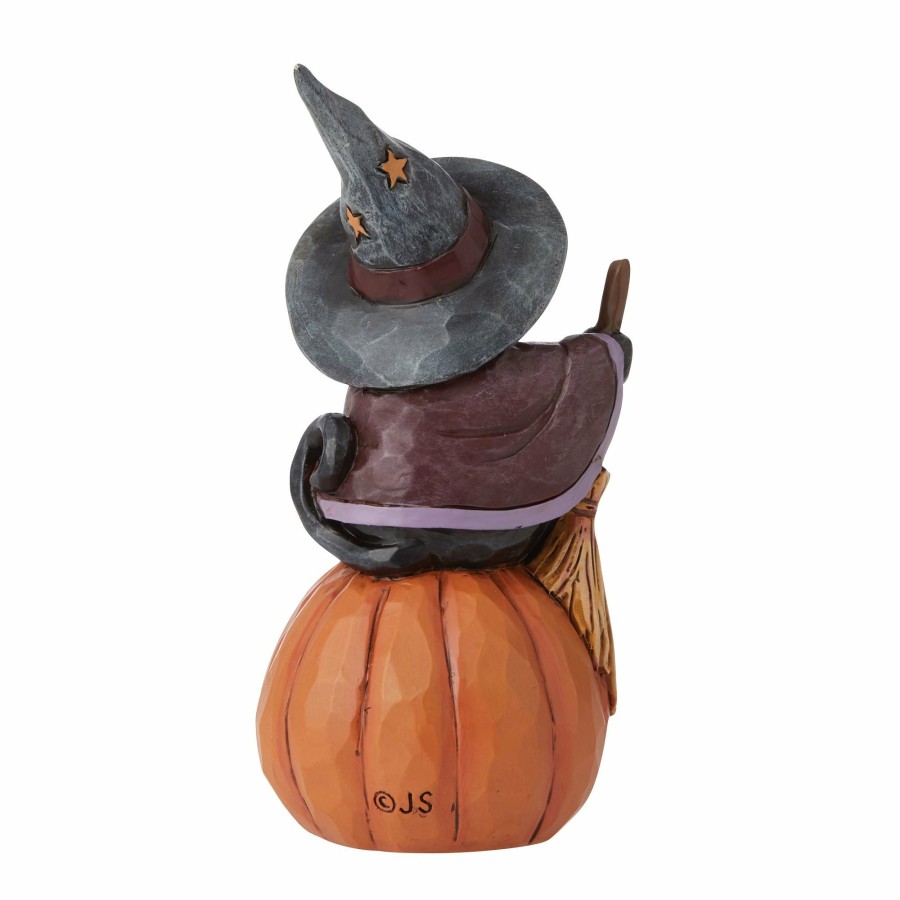 Decoration * | Shop Heartwood Creek Black Cat On Pumpkin Mini