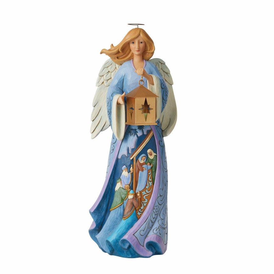 Decoration * | Shop Heartwood Creek Nativityangel W/Lantern Statue